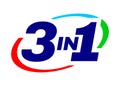 3in1 vector icon logo badge. 3 in 1 concept illustration for packaging Royalty Free Stock Photo