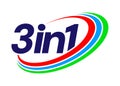 3in1 vector icon logo badge. 3 in 1 concept illustration for packaging Royalty Free Stock Photo