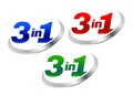 3in1 vector icon logo badge. 3 in 1 concept illustration for packaging Royalty Free Stock Photo