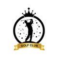 vector icon logo golf ball, stick, and golfing. Outdoor Games, retro concept illustration Royalty Free Stock Photo