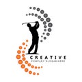 vector icon logo golf ball, stick, and golfing. Outdoor Games, retro concept illustration Royalty Free Stock Photo