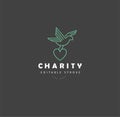 Vector icon and logo peace and charity. Editable outline stroke Royalty Free Stock Photo