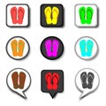 Vector icon logo for set symbols summer slippers sandal flip flo Royalty Free Stock Photo