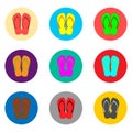 Vector icon logo for set symbols summer slippers sandal flip flo