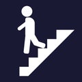 Vector icon of a man goes down the stairs, on career ladder