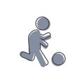 Vector icon man playing ball. Soccer player cartoon style. Football player on white isolated background Royalty Free Stock Photo