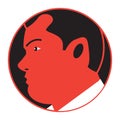 Vector icon of a man in profile. White shirt