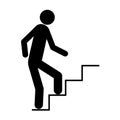 Vector icon of man running up ladder. A symbol of a person climbing the career ladder. Vector image Royalty Free Stock Photo