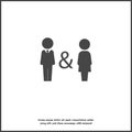 Vector icon of man and woman. Family symbol of proximity, support, compatibility. Joint life, life and work of men and women.