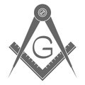 Vector icon with Masonic Square and Compasses Royalty Free Stock Photo