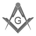 Vector icon with Masonic Square and Compasses Royalty Free Stock Photo