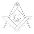 Vector icon with Masonic Square and Compasses Royalty Free Stock Photo
