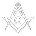 Vector icon with Masonic Square and Compasses