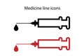 Vector icon on a medical theme, injection syringe. Royalty Free Stock Photo