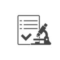 Vector icon microscope and sheet of paper on white isolated background Royalty Free Stock Photo