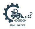 Vector icon of the mini tractor loader logo. Royalty Free Stock Photo