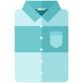 Vector Icon of a modern blue shirt with big stripe for men or woman in flat style without lines. Pixel perfect.