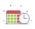 Vector icon of a modern calendar and clock style