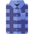 Vector Icon of a modern dark blue shirt with plaid for men or woman in flat style without lines. Pixel perfect.