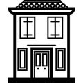 Vector Icon of a modern italian house near water in line art style. Pixel perfect. Travel and tourism,