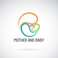 Vector icon of mother and baby design. Expression of love.