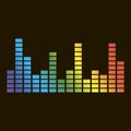 Vector icon of musical equalizer. A musical sound wave.Vector icon on black background. Royalty Free Stock Photo