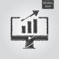 Vector icon of Online statistic concept in scribble style Royalty Free Stock Photo