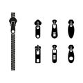 Vector icon open zipper, fastener. Set of zipper. Metal zip. Royalty Free Stock Photo