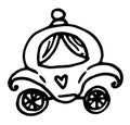 Vector icon of the outline of the princess carriage from a fairy tale . Thin line black Cinderella carriage icon, flat vector Royalty Free Stock Photo