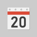 Vector icon page calendar - day 20, countdown