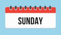 Vector icon page calendar, day of the week Sunday