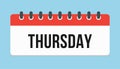 Vector icon page calendar, day of week Thursday