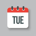 Vector icon page calendar, day of the week Tuesday Royalty Free Stock Photo