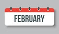 Vector icon page calendar winter month February Royalty Free Stock Photo