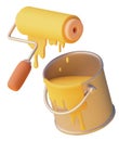 Vector icon. Paint can and paint roller