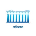 Vector icon of Parthenon in Athens in blue gradient