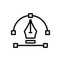 Black line icon for Vector, pen tool and anchor Royalty Free Stock Photo