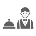 Restaurant, room service, waiter icon. Gray vector isolated on a white background Royalty Free Stock Photo