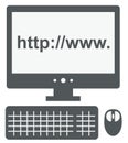 Vector icon of personal computer with http www address on the sc Royalty Free Stock Photo