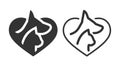 Icon of Pet Care Concept in Glyph and Outline Style. Cat and Dog in Heart Shape Royalty Free Stock Photo