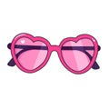 Vector icon pink sunglasses for Valentine day. Flat design element collection. For greeting card Royalty Free Stock Photo