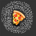 Vector Icon of Pizza Margarita, Classic Italian Food. Hot Slice of Pizza Margarita with Melted Cheese, Tomato, Mushrooms Royalty Free Stock Photo