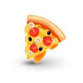 Vector Icon of Pizza Margarita. Concept of Classic Italian Food. Hot Fresh Slice of Pizza Margarita with Melted Cheese
