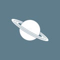 Vector icon planet Saturn with rings. Astronomy Royalty Free Stock Photo