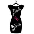 Vector icon poster little black dress - Black Friday. Black Friday lettering on the fashionable black dress