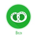 Vector icon with pretzel. Flat design Royalty Free Stock Photo