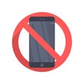 Vector icon prohibiting the use of a mobile phone or smartphone. Illustration in a flat design isolated on a white