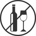 Vector icon of the prohibition of alcohol consumption.