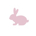 Vector icon with rabbit. Pink rabbit on white background. Easter bunny.