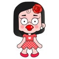 Vector Icon Of A Rag Doll Princess. The Kids Toy Doll Has Hair